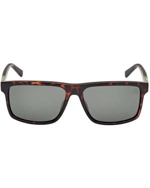 Timberland Tortoiseshell-Effect Rectangle-Frame Sunglasses - Grey