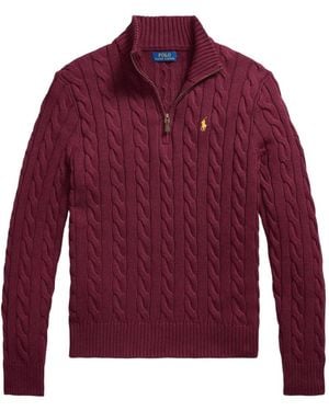 Polo Ralph Lauren Cable-Knit Quarter-Zip Jumper - Red