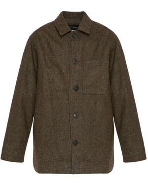 Yves Salomon Tweed Shirt Jacket - Green