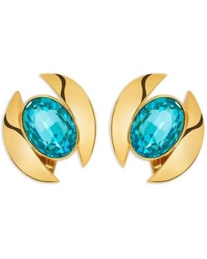 Oscar de la Renta Oval-Cut Crystal Earrings - Blue