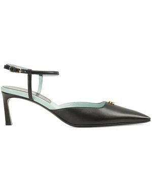 Sergio Rossi Surge Ankle-Strap Logo-Detail Pumps - Black
