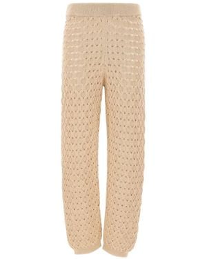 Kangra Pantalon En Maille Ajourée - Natural