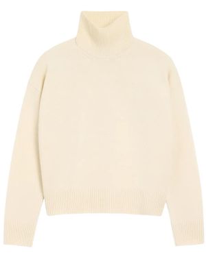 Ami Paris De Coeur Funnel Neck Sweater - Natural