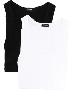 DSquared² Ribbed-Knit Tank Top (Set Of Two) - Black
