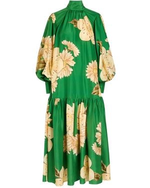 ALÉMAIS Floral Bishop-Sleeve Gown - Green