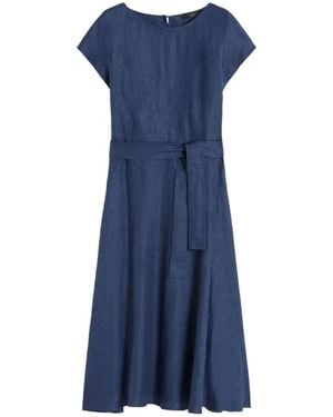 Weekend by Maxmara Belted Cap-Sleeve Midi Dress - Blue