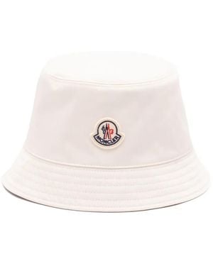 Moncler Fischerhut Mit Logo-Patch - Weiß