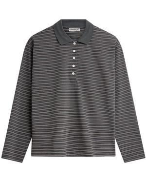 Minimum Tilde Horizontal-Stripe Polo Shirt - Gray