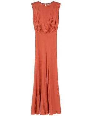 Semicouture Pleated Sleeveless Maxi Dress - Red