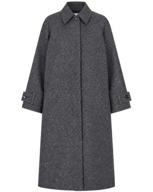 Samsøe & Samsøe Saalma Button-Cuff Point-Collar Coat - Grey