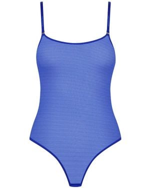 Maison Close Corps À Corps Neon Thong Bodysuit - Blue