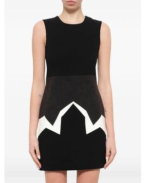 Neil Barrett Zigzag-Panel Sleeveless Mini Dress - Black