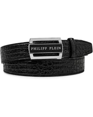 Philipp Plein Leather Belt Cocco - Black