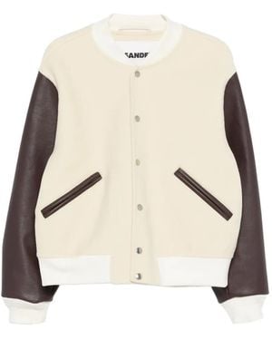 Jil Sander Contrast-sleeve Bomber Jacket - Natural