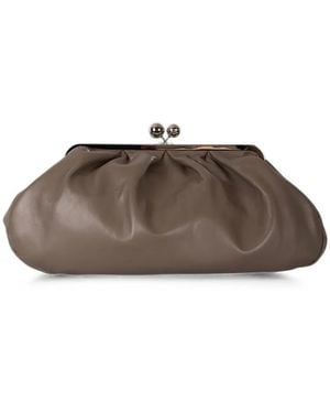 Weekend by Maxmara Large Pasticcino Ruched Leather Clutch Bag - Brown