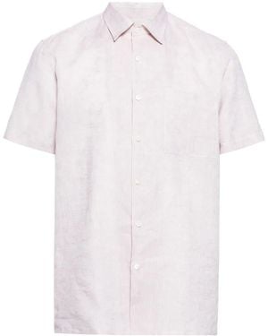 Canali Classic-Collar Linen Shirt - Pink