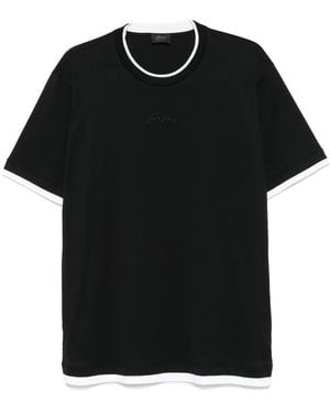 Brioni Logo-Embroidered T-Shirt - Black