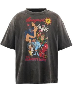 SAINT Mxxxxxx Graphic-Print Distressed T-Shirt - Black