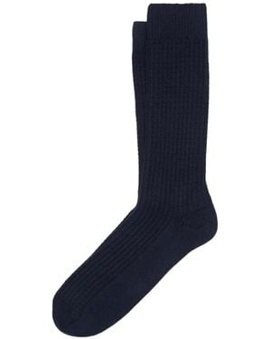 ANT45 Ribbed-Knit Socks - Blue