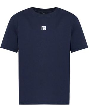 Balmain Logo-embroidered crew-neck T-shirt - Azul