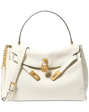 Michael Kors Leather Flap Satchel - White