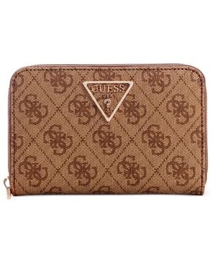 Guess Laurel Mini Logo-Print Wallet - Brown
