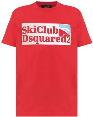 DSquared² Camiseta Con Logo Estampado - Rojo