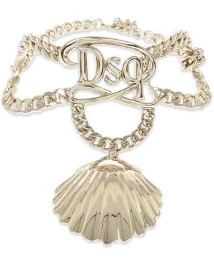 DSquared² Logo Shell Necklace - White