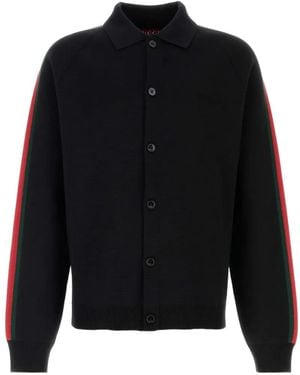 Gucci Striped Wool Cardigan - Black