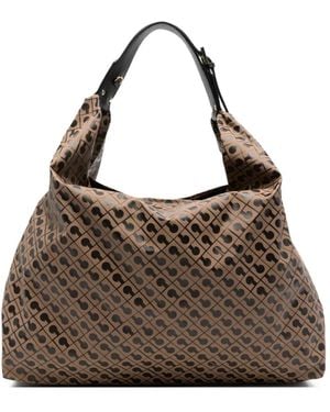 Gherardini Monogram-Print Shoulder Bag - Brown