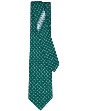Ferragamo Corbata De Seda Con Estampado De Gekko - Verde