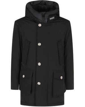Woolrich Hooded Button-Fastening Coat - Black