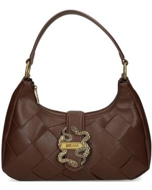 Just Cavalli Woven Snake-Detail Bag - Brown