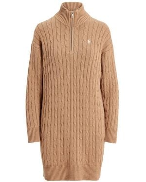 Polo Ralph Lauren Cable-Knit Zipped Mini Dress - Natural