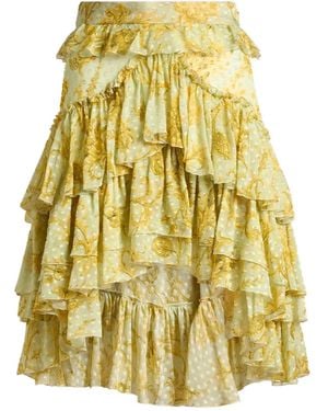 Etro Dotted Floral-Motif Mini Skirt - Yellow