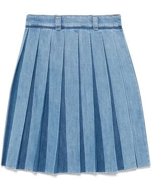 Miu Miu Geplooide Denim Rok - Blauw