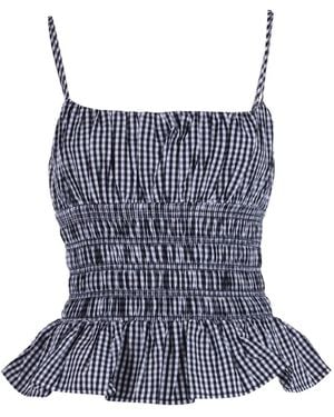 MICHAEL Michael Kors Gingham-Pattern Smocked Top - Blue
