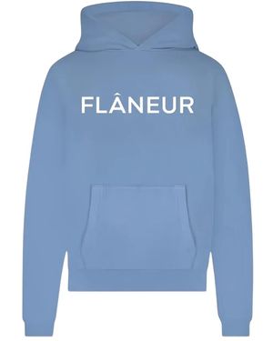 flâneur Logo-Print Hoodie - Blue