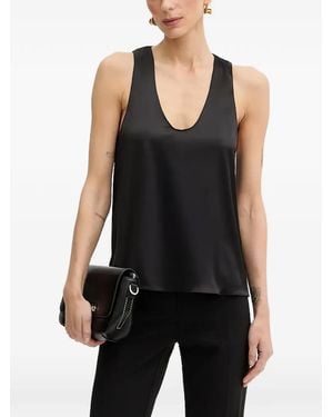 Patrizia Pepe Scoop-Neck Logo-Detail Blouse - Black
