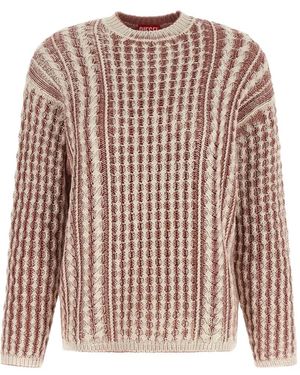 DIESEL Textured Knit Jumper With Vertical And Cable Stripes - Pink