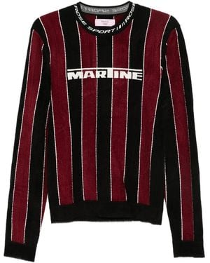 Martine Rose Striped Logo-Print Sweater - Red