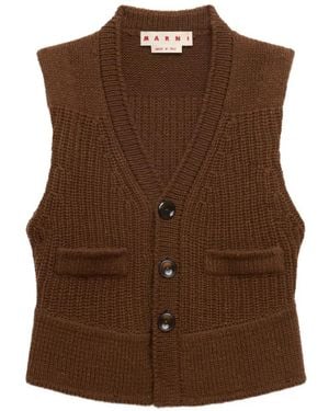 Marni Wool Vest With Button Front - Brown