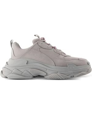 Balenciaga Triple S Logo-Embroidered Trainers - Grey
