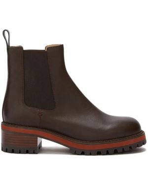 Odissi Faye Rounded Toe Leather Boots - Brown