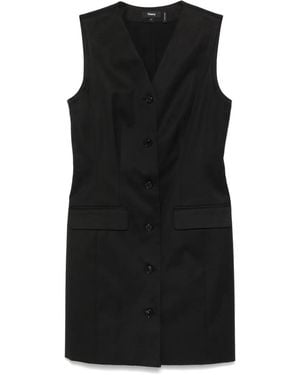 Theory Tailored Cotton Blazer Dress With Flap Pockets - Black