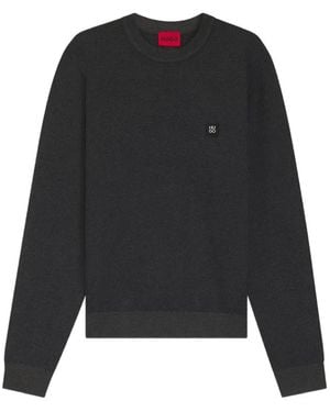 HUGO Setal Textured Logo-Patch Jumper - Black