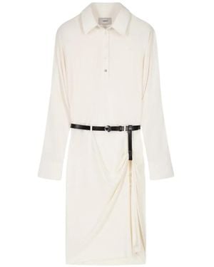 Coperni Belted Draped Dress - White