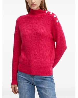 Morgan Heart Button Sweater - Red