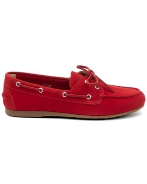 POSA Suede Lace-Up Loafers - Red