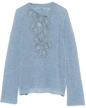 Ermanno Scervino Floral-Appliqué Jumper - Blue